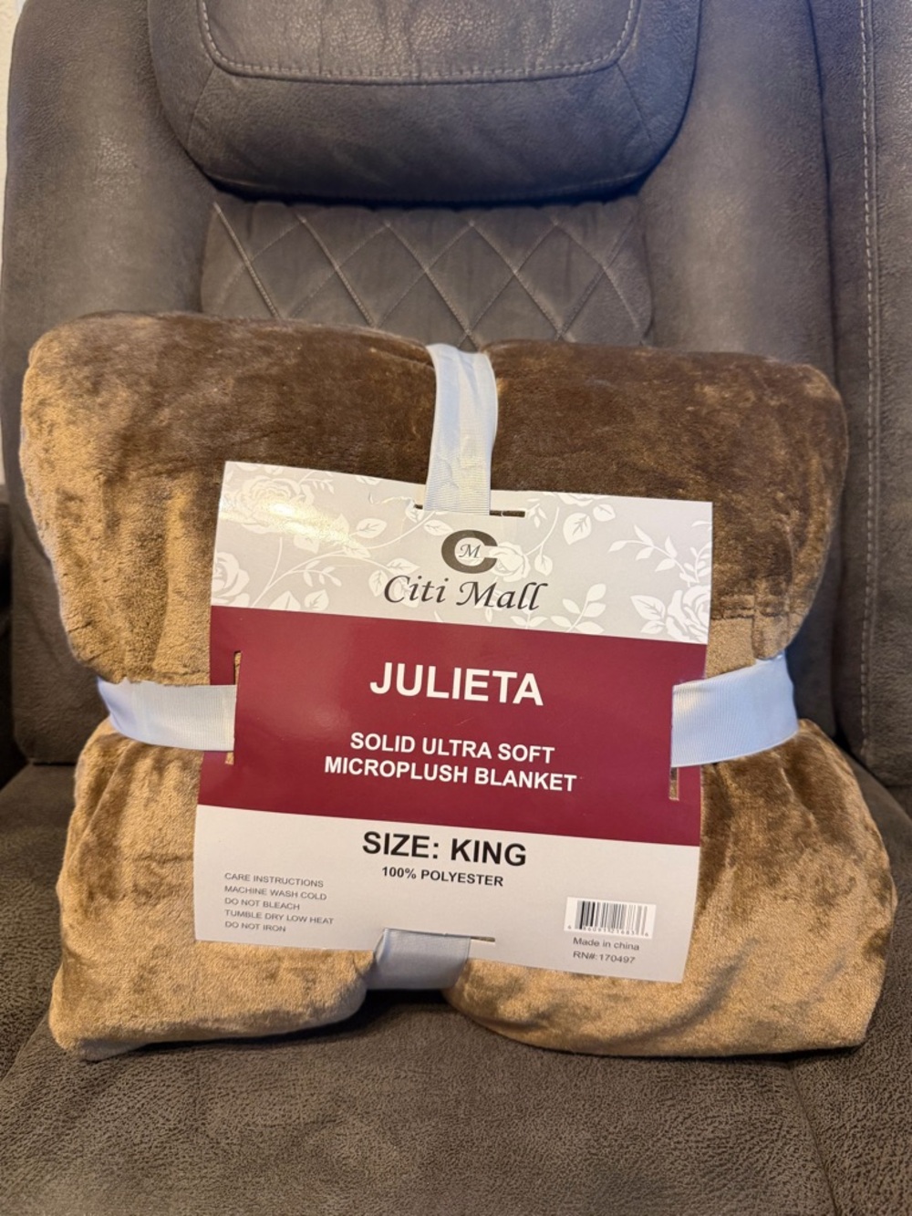 Citi Mall Julieta Ultra Soft Microplush King Blanket Brown Size Polyester Solid